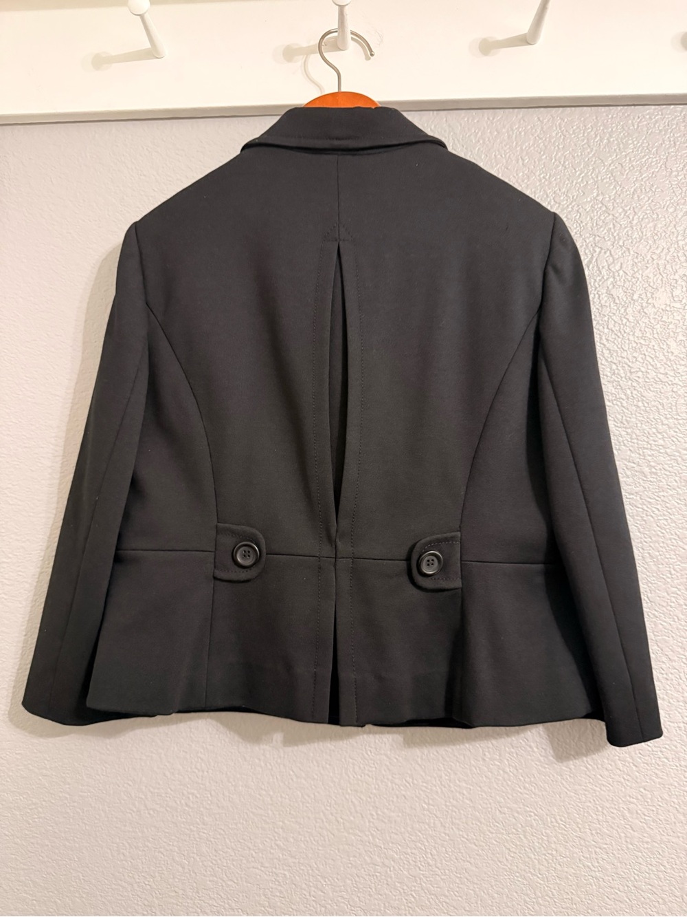 LOFT Black Knit Suit, Rounded-Collar Button-Front Blazer and Flat Front Pants - Picture 5 of 16